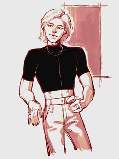 Line art half-body (+shading)